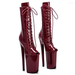 Dance Shoes Auman Ale 23CM/9inches Patent Leather Upper Fashion Sexy Exotic High Heel Platform Party Women Boots Pole 024