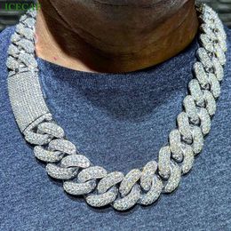 Factory Price Customized Iced Out Jewelry Hip Hop Necklace 18mm Vvs Moissanite Diamond Cuban Link Chain