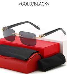 Luxury men's Sunglasses frameless square Sunglass composite metal plate frame classic jelly optical mirror designer women's Sunglasses with case8090737