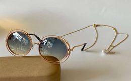 GOLD GRADIENT ROUND OVERSIZED SUNGLASSES 114sc Gold Chain gafas de sol de women sunglasses Shades New with box4713632