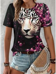 Women's T Shirts Shirt Tee Leopard Daily Weekend Print Yellow Short Sleeve Fashion Crew Neck Summer&Spring Harajuku T-shirt For Girls