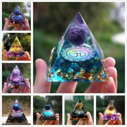 Components Tree of Life Orgonite Pyramide Amethyst Obsidian Stone Pyramid Crystal Healing Reiki Energy Orgone Collection