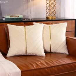 Pillow 2Pcs Velvet Throw Covers 18x18 Pack Of 2 With Gold Leather Decorative Couch Pillowcase Luxury Modern