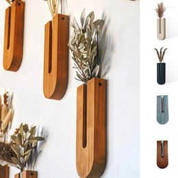 Vases 1pc Wooden Wall Hanging Test Tube Flower Indoor Retro Crafts Vase Arrangement Hydroponics Rack Creative Minimalist