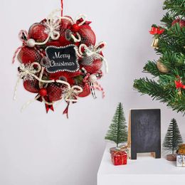 Decorative Flowers Festive Holiday Wreath Year Winter Door Hanger Christmas Snowflake Garland Red Berry For
