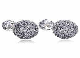 Real 925 Sterling Silver Natural Crystal ball Earrings fit style Silver Jewellery for Women Diamond disco Beads Stud Earring5162541