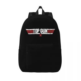 Backpacks Vintage Top Gun Logo Canvas Backpack for Men Women Water Resistant School College Film Maverick Bag Print Bookbags