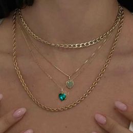 Pendant Necklaces Bohemia Cute Mini Enamel Heart Chain Necklace For Women Multilayer Golden Rope Chain Choker Necklaces Set Jewellery Trendy Gifts Y240420