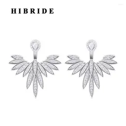 Stud Earrings HIBRIDE Design White Gold Colour Cubic Zircon For Women Birdal Accessories Boucle D'oreille Jewellery E-01