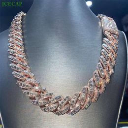 Fashion Hip Hop Jewelry Baguette Shape Design Diamond Men Necklace 925 Sterling Silver Vvs Moissanite Cuban Link Chain