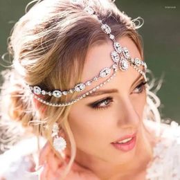 Hair Clips Boho Bridal Wedding Head Chain Exquisite Cubic Zirconia Multi-layer Forehead Headband Jewelry For Women Headpiece