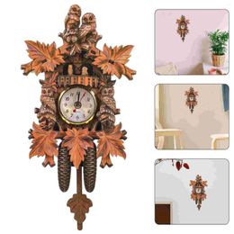 Wall Clocks Home Living Room Cuckoo Clock Decor Wooden Pendulum Hanging Office Ornament