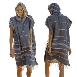 YEUZLICOTTON Wearable Turkish Beach Towel Oversized 100% Cotton Large Surf Poncho Sandproof Quick Dry Bathrobe for Travel 240409