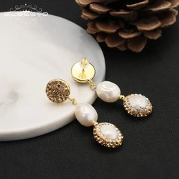 Dangle Earrings GLSEEVO Fashion Handmake Paved Freshwater Pearl Earring Long Fringed Statement Drop For Women Jewellery Party