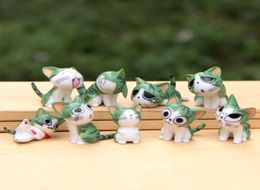 9pcs Kawaii Cheese Cat Miniature Figurine Fairy Miniatures Figurines japanese anime children figure world Action Toy Figures9091918