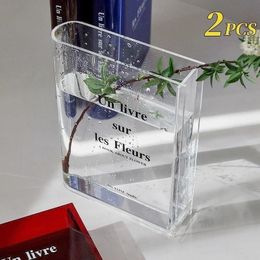 2PCS Book Vase Acrylic Vase INS Flower Transparent Flowers Home Decoration Nordic Europe Modern Hydroponic Desktop Ornament Gift 240415