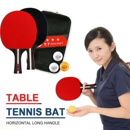 4pcs Table Tennis Racket Professional Ping Pong Paddle 2 Rackets 3 Balls High Elastic Rubber Paddles Set for Advanced Training 240419