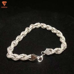 Custom New Style Hip Hop Chain 925 Silver Hand Inlay Moissanite Diamond Rope Bracelet Luxury Jewellery for Men