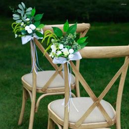 Decorative Flowers Artificial Chair Back Flower Multi-color Aisle Arrangement Outdoor Wedding Decoration Party Dining Decora