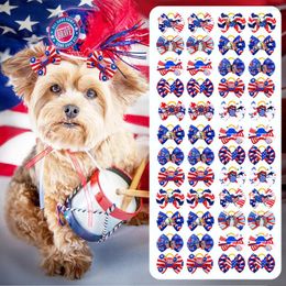 Dog Apparel 20PCS Independence Day Bows Pet Hair Accessories Bow With Rubber Bands Bowknot Style Grooming Supplies