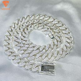 Lifeng Jewelry Hip Hop 10mm Iced Out Vvs Moissanite Cuban Link Chain 925 Silver Jewelry Necklace for Men