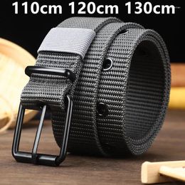 Belts 110/120/130cm Men's Belt Canvas Pin Buckle Leather Outdoor Sports Women's Trendy With Jeans For Men Women