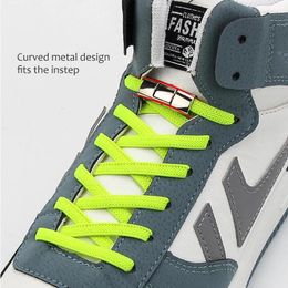 Shoe Parts No Tie Shoelaces Megnetic Button Elastic Laces For Kids And Adult Sneakers Shoelace Quick Lazy Metal Lock Lace Strings