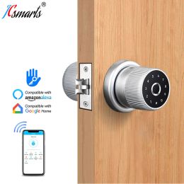 Control Apartment Fingerprint Door Lock Smart Bluetooth TTlock App Wireless Password Unlock Keyless Entry Works with iOS/Android