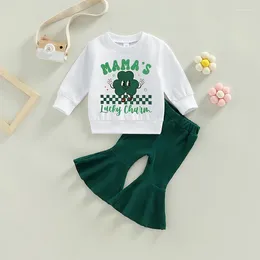 Clothing Sets My First St Patrick's Day Baby Girl Outfit Long Sleeve Sweatshirt Ribbed Bell Bottoms Set Patricks