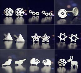 925 pure Silver earring needleplated platinum Earring SnowStarSheepTriangle mix delivery no fade 4290345
