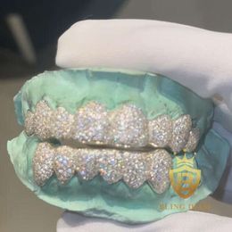 Hip Hop Jewelry Shine 8 Top and 8 Bottom Vvs Moissanite Grillz 925 Silver Iced Out Rapper Tooth Grillz Pass Diamond Test