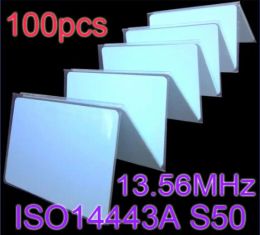 Control 100pcs RFID Cards 13.56MHz NFC ISO14443A S50 Rewritable Proximity Smart Card 0.8mm Thin Access Control Card