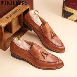 Dress Shoes Official Men Oxford Italian Brand Classic Elegant Loafers Formal Leather Sepatu Slip On Pria Ayakkabi