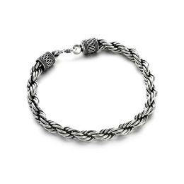 Chain Retro Hand Woven Metal Twisted Bracelet for Men Personality Charm Motorcycle Rock Punk Jewellery Gift Y240420