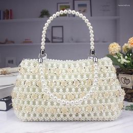 Evening Bags Temperament Dinner Bag Handmade Beaded ABS Flower Handbag Wear Beads Wedding Banquet Large Women's Pearl Women Handbags