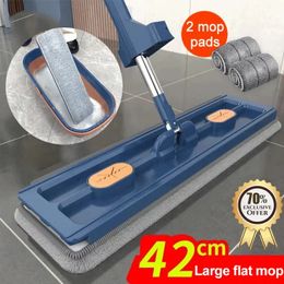 Lazy Mop 42 cm Large Flat Hands Wash Free Household Absorbent Cleaning Tool 240418
