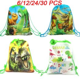 Bags Cartoon Dinosaur Party Bags for Kids Birthday Drawstring Backpack Nonwoven Fabric Child School Bag Organiser Pouch Laundry Bag