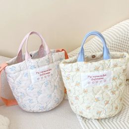 Buckets Hylhexyr Cotton and Linen Quilted Cotton Cloth Shoulder Bag Bucket Shaped Handbag Floral Fragments Mommy Crossbody Bags