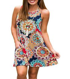 1pc Drop Service Selling Womens Sleeveless Round Neck Dress Printed 18 Prints Size S3XL Style Number 89097926923