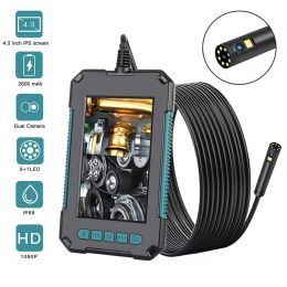 Cameras P40 Industrial Endoscope Camera 1080p 4.3"ips 8mm Single&dual Borescope with 8led Lens for Car Engine Sewer Inspection