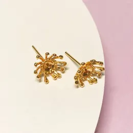 Stud Earrings 14K Gold Plated Copper Flower Sterling Silver Pin Studs Earring For Women Jewellery Findings DIY Making Accessories