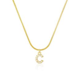 Inlaid Zircon Pendant Necklaces Letter Initial Pendant Necklace For Women Gold Chain Cute Charms Collier Alphabet Necklaces Jewelr272O