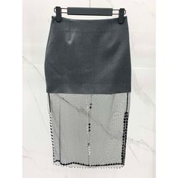 2024 Women's Clothing Transparent Panelled sequin midi casual skirt Spring Summer New 420