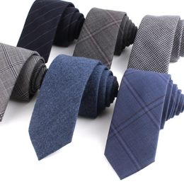 Skinny Wool Ties For Men Women Casual Woollen Neck Tie Suits Wedding Groom Business Slim Plaid Necktie Mens 240415