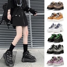 Casual Shoes Punk Style Women Sneakers 5cm Platform Woman Creepers Female Flats Metal Decoration Thick Bottom Tennis