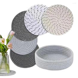 Table Mats Boho Woven Coasters 5pcs Minimalist Home Decor Cotton Rope Round Drink Strong Water Absorption 7.08 Inch For Drinks