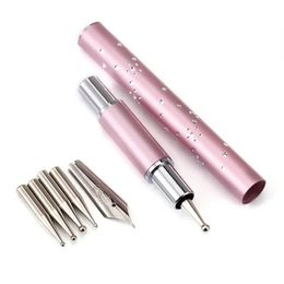 Metal Head Nail Art Dotting Pen Drill Point Flower Line Rhinestones Tip Painting Drawing UV Gel Polish 3D DIY Removable Manicure