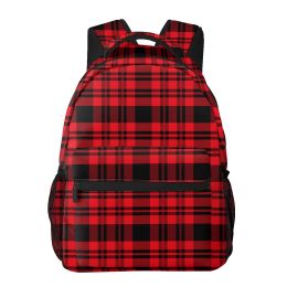 Backpacks Women Backpack Chequered Red Tartan Fashion Bag for Women Men School Bag Bookbag Mochila