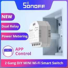 Control Sonoff Dual R3 2 Gang Dual Relay Module Diy Wifi Mini Smart Switch Power Metering Control Via Ewelink Alexa Google Smart Home