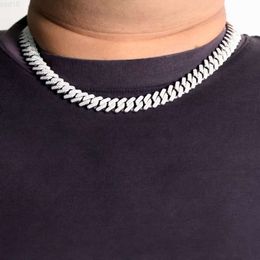 Iced Out Hiphop Jewelry 12mm 2rows 925 Silver Vvs Moissanite Diamond Cuban Chain Necklace